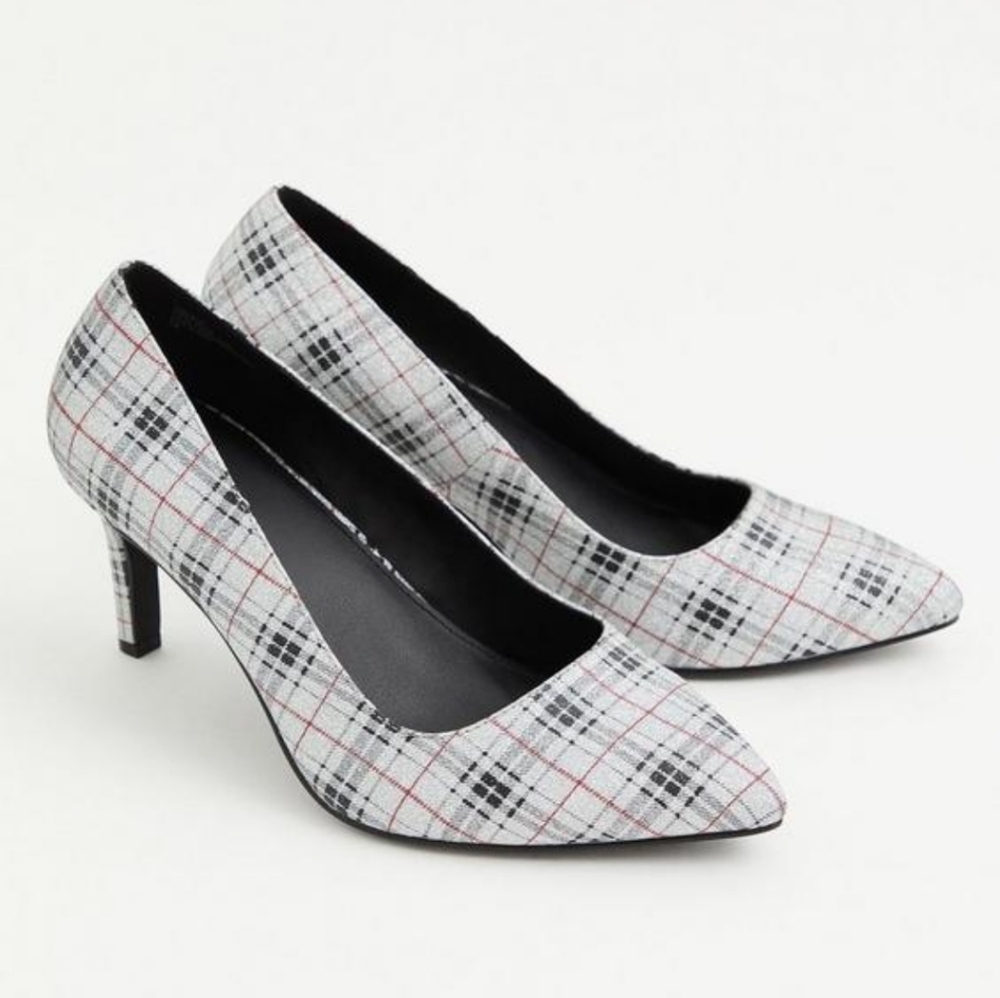 Torrid Plaid Heels in Black and White